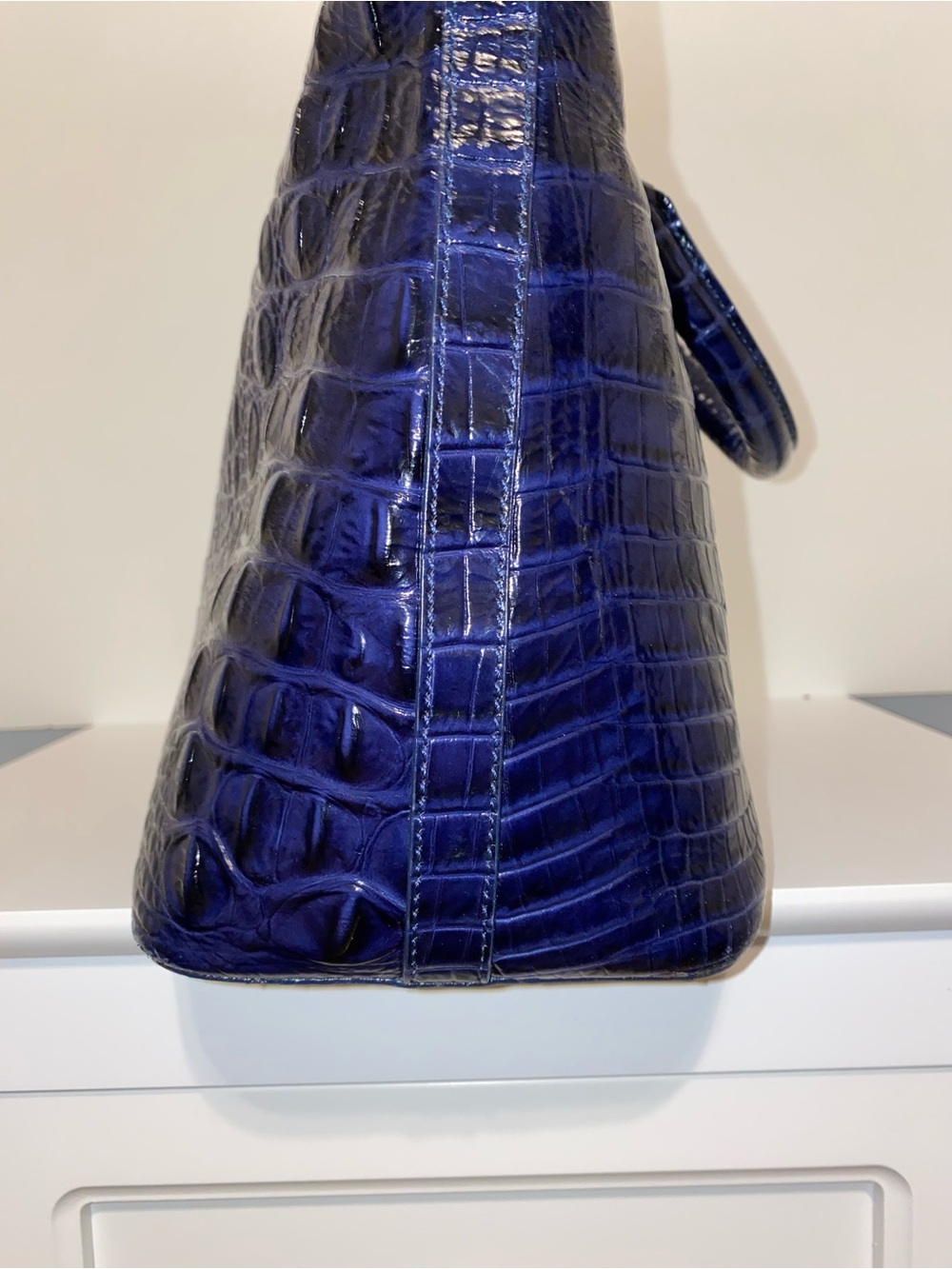 Brahmin Melbourne Navy Croc-Embossed Satchel - Picture 5 of 10